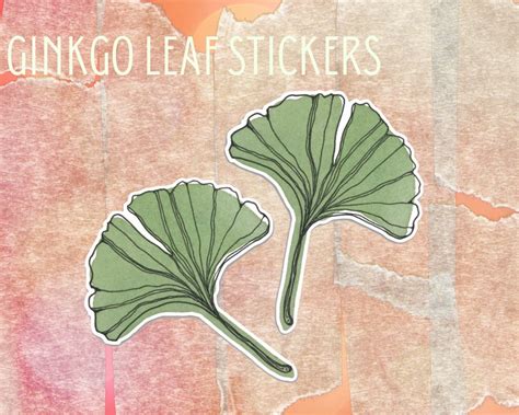 Ginkgo Leaf Sticker Etsy