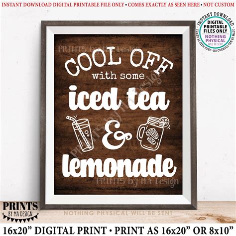 iced tea and lemonade sign cool off with some cold beverages ice tea and lemonade printable