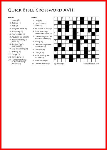 Characters in the gospels can you remember the names of these important people from noah's ark bible crossword can you answer all these clues on one of the most famous events in the bible? Bible Crossword Puzzle - Quick Crossword XVIII ...
