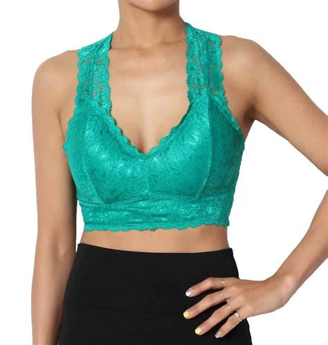 Stretchy Lace Bra With Hour Glass Back With Removable Pads Size Small Color Kelly Green