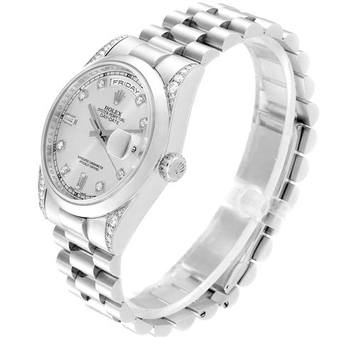 Rolex President Day Date Platinum Diamond Mens Watch 118296