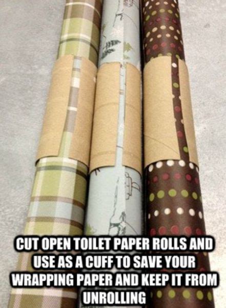 Use Your Old Toilet Paper Rolls To Keep Wrapping Paper From Unrolling