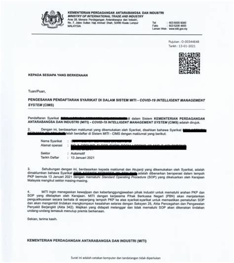 Surat Kebenaran Bekerja Semasa Pkp Terbaru Letter Website