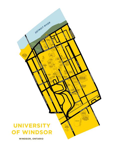 University Of Windsor Campus Map Print Jelly Brothers