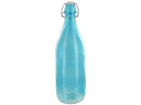 Teal Glass Bottle With Metal Clasp Colored Glass Bottles Glass Bottles Bottle