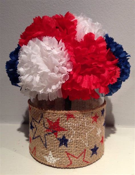 Patriotic Centerpiece 4th Of July Decoration Blue White And Red