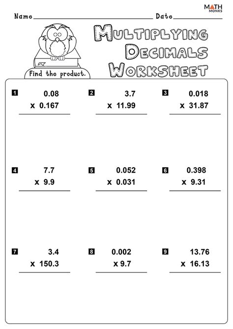 Multiplying Whole Numbers By Decimals Worksheet Pdf