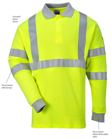 Northrock Safety Flame Resistant Anti Static Hi Vis Long Sleeve Polo