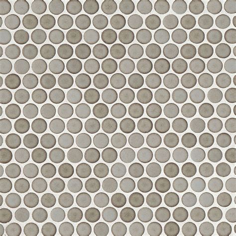 360 34 X 34 Penny Round Matte Mosaic Tile In Pumice Bedrosians