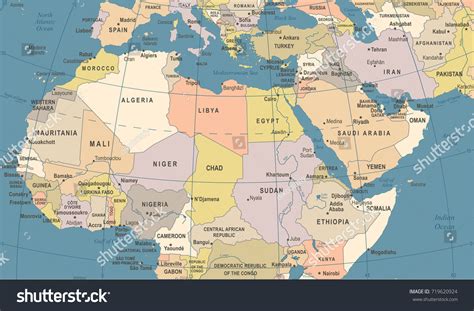 North Africa Map Vintage Detailed Vector Royalty Free Stock Vector
