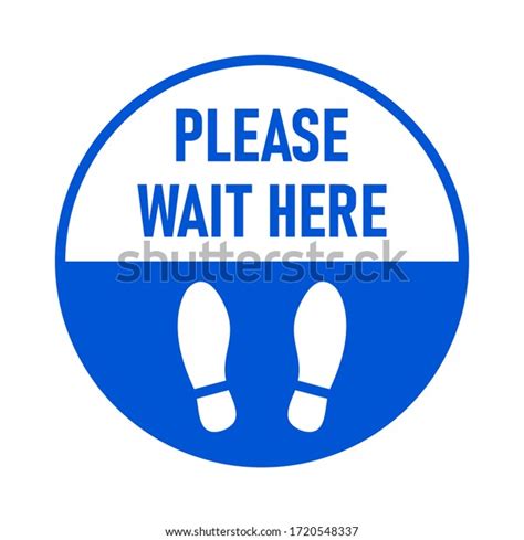 Please Wait Here Round Floor Marking Stock Vector Royalty Free