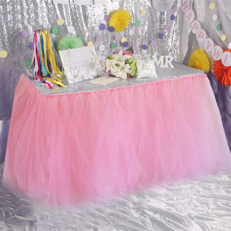 5ft.(shortest) to 10ft.(longest) 1 adjustable width telescopic cross bars: Tulle Table Skirt decoration Cover DIY Tutu lace princess Table Chair Skirt for Baby Shower Boys ...