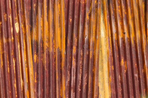 Close Up Of Rusty Corrugated Iron Metal Roofing Sheets Stock Photo