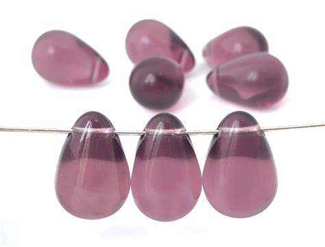 Purple Teardrop Beads X Teardrop Charm Beads Czech Etsy