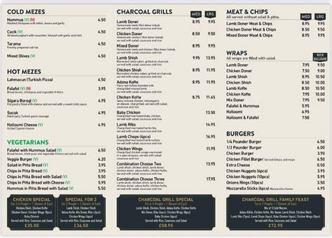 Menu At Charcoal Grill Pinner