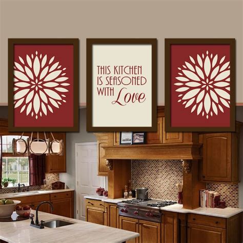 Kitchen Wall Art Canvas Artwork Colorful Bold Red By Trmdesign