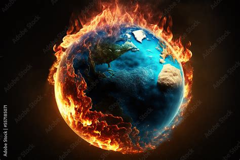 Illustration Of The Planet Earth Burning Global Warming And Climate