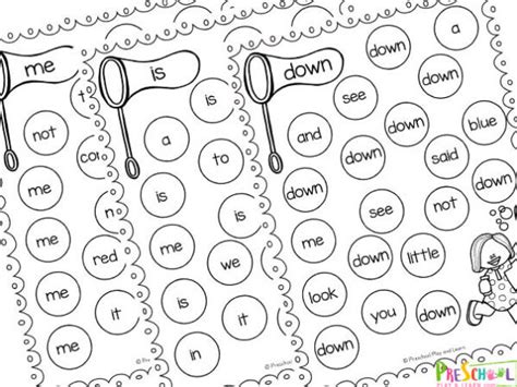 Free Printable Preschool Sight Word Worksheet For Spring