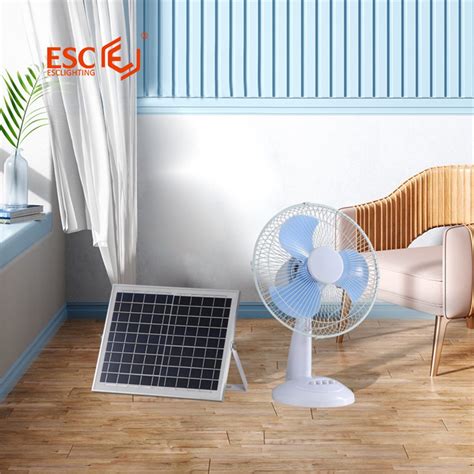 Esc Lighting Rechargeable Fan Ac Dc Solar Fan Home 3 Speed 12 Inch Solar Rechargeable Table Fan