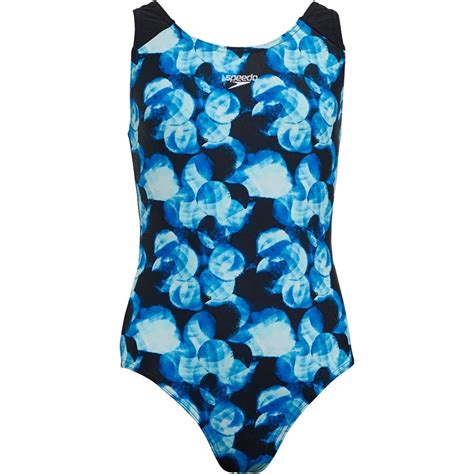 Buy Speedo Junior Girls Allover Splashback Swimsuit Blackblue