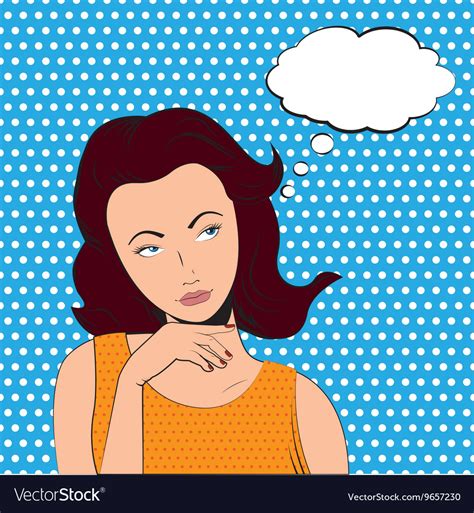 Thoughtful Girl In Pop Art Style Royalty Free Vector Image