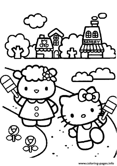 You can paint hello kitty before. Hello Kitty Playing With Friend 8979 Coloring Pages Printable