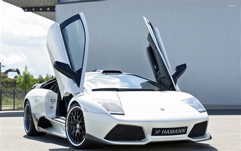 White 2008 Hamann Lamborghini Murcielago with opened doors wallpaper ...