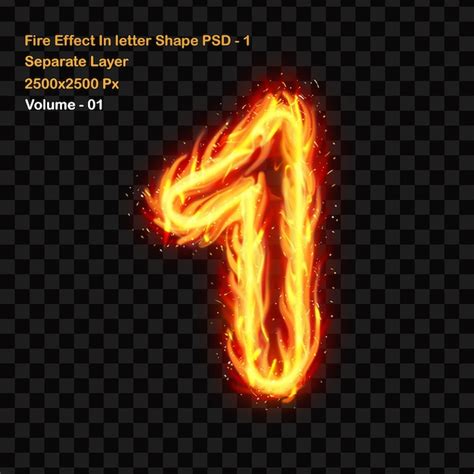 Burning Number One Fire Flames Effect Illustration Sur Fond Transparent