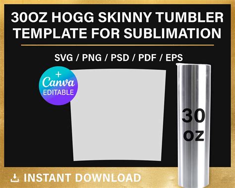 30oz Hogg Skinny Tumbler Blank Template For Sublimation Full Etsy