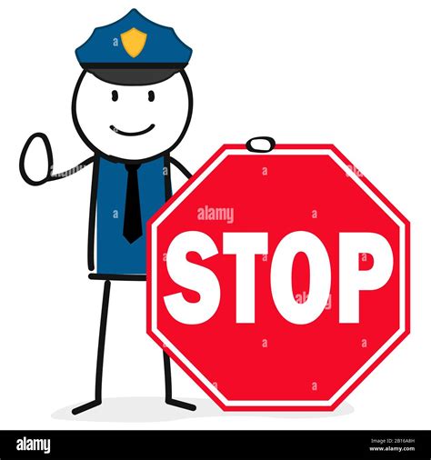 police officer with stop sign stock vector image and art alamy