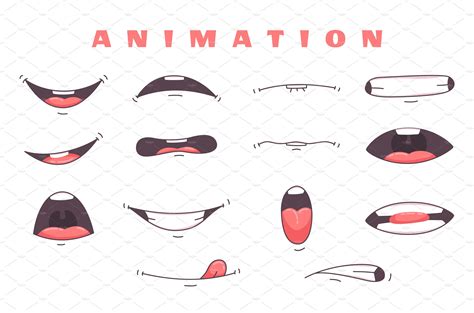 Mouth Animation Funny Cartoon Graphic Objects Creative Market