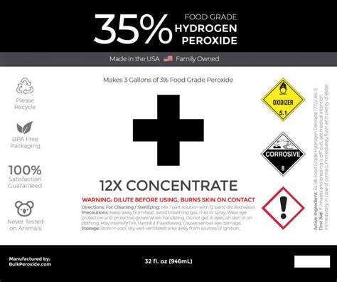 345 Food Grade Hydrogen Peroxide 32 Oz Bulk Peroxide