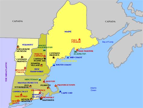 Cool New England Map New England States New England New England