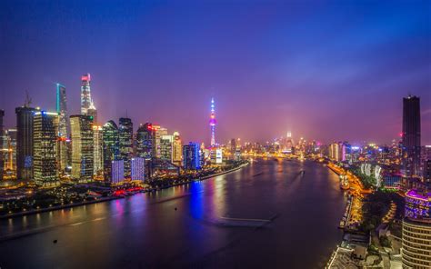 Shanghai Rio Huangpu Lujiazui Noturna Vista Visualização