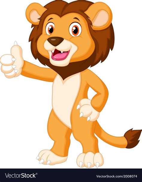 Cute Lion Cartoon Giving Thumb Up Vector Image On Vectorstock Lion