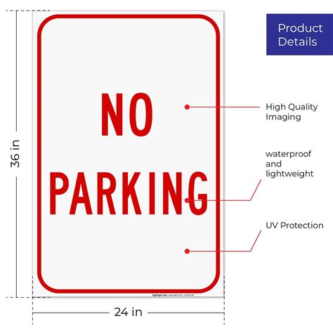 Basic No Parking Red Sign Board 18x24 Inches 3m Egp Reflective 080