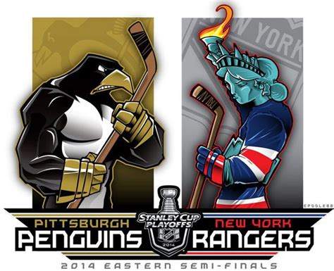 Two Logos For The Pittsburgh Penguins And New York Rangers One With An