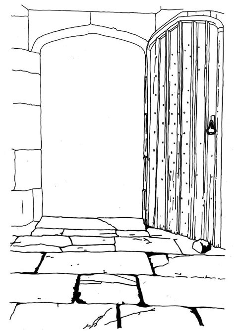 Hand Drawn Line Drawing Of Wooden Gate Into Garden Photograph By