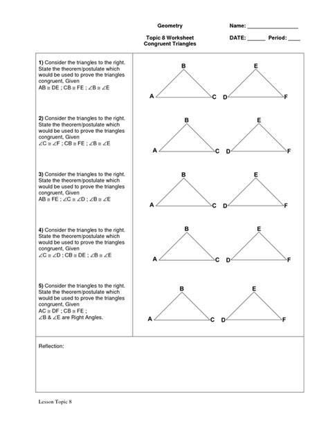 Examples, solutions, videos, worksheets, games, and activities to help geometry students learn why there are four shortcuts allow students to know two triangles must be congruent: World of mathematics - Congruent triangles worksheets