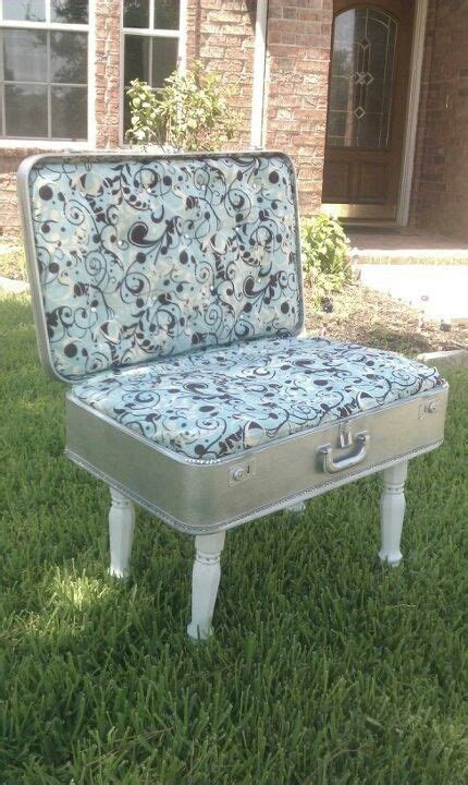 An Old Suitcase Made Into A Bench Beautiful Chair Vintage Suitcases