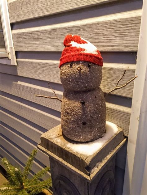 Concrete Snowman Prim Christmas Primitive Christmas Outdoor Snowman
