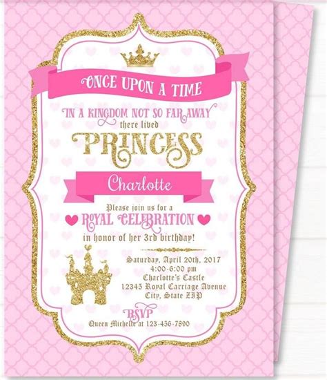 Free Printable Royal Princess Party Invitation Templates Birthday