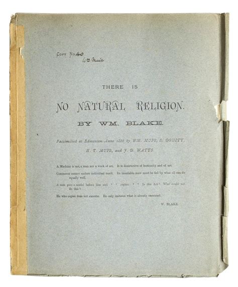 There Is No Natural Religion William Blake No 40 Of 50 Copies