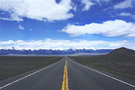 Hd Wallpaper Clear Road In Between Field Under White Clouds And Blue