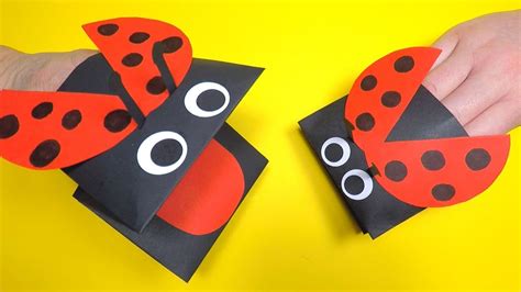 How To Make A Paper Ladybug Hand Puppet Paper Crafts For Kids Youtube