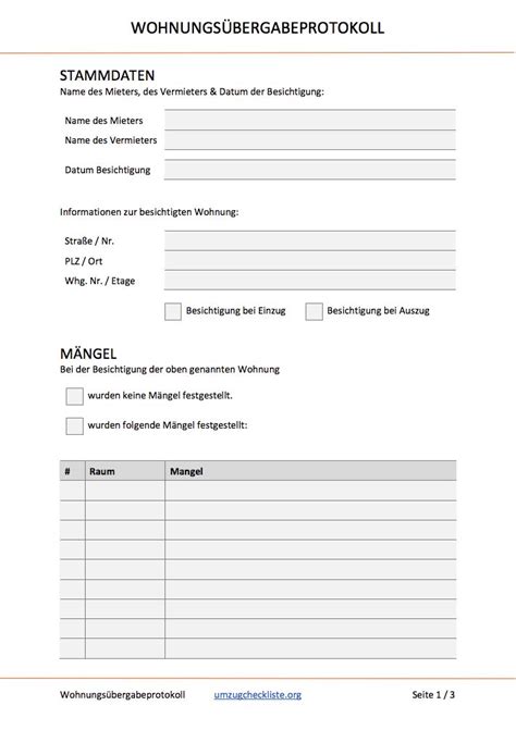 Muster zum download als pdf & doc. Wohnungsübergabeprotokoll 2020 als PDF & DOC ⇒ Download ...