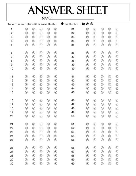 50 Sample Toeic Test Answer Sheet