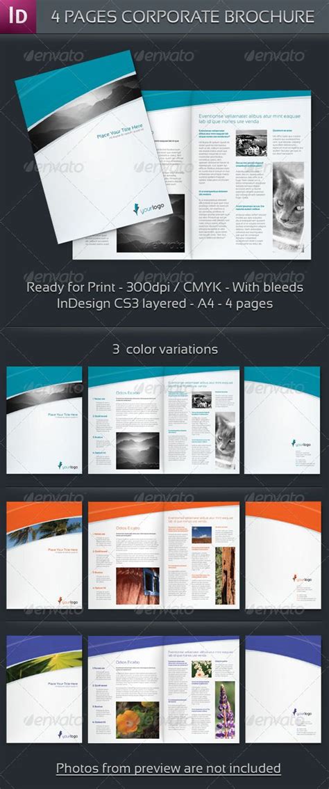 4 Pages Corporate Brochure A4 Graphicriver Specifications 210×297mm