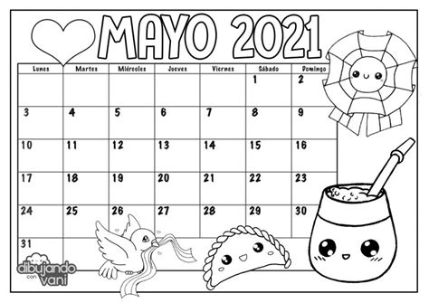 Mayo 2021 Para Imprimir Y Colorear Calendario Dibujando Con Vani