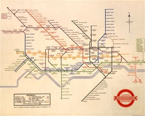 Opgemerkt als het ontwerp dat begon het allemaal voor minimaal ontwerp metro kaarten. 20th Century Limited: London Tube Map by Harry Beck, 1933